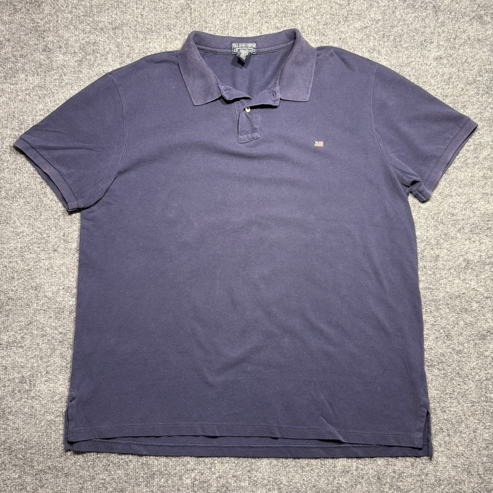 Ralph Lauren Polo Shirt Mens XL Blue Short Sleeve Preppy Casual Golf RL Flag